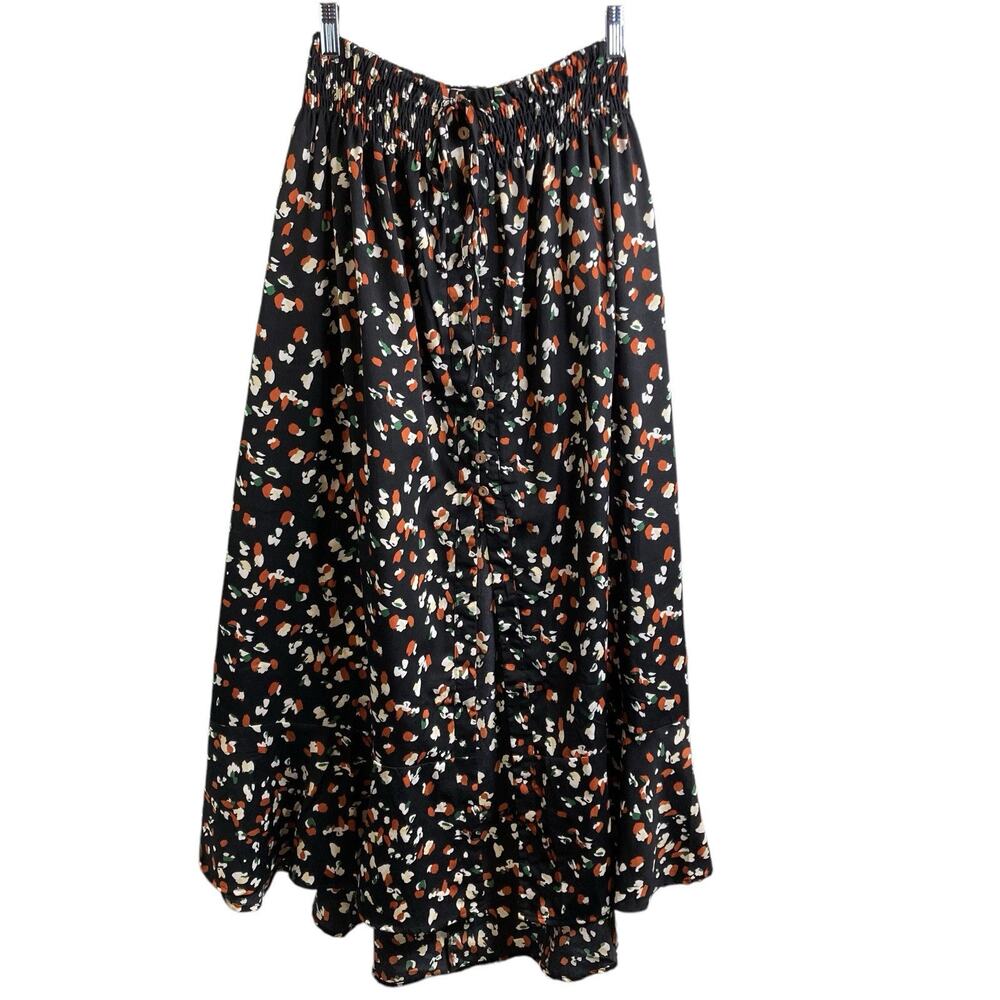 Palmer & Purchase Black Ditsy Floral Maxi Skirt Size S Flowy Boho Cottagecore‎